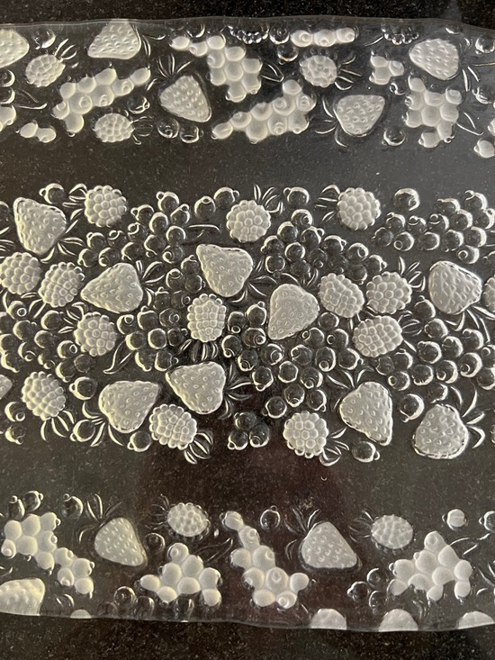 NIB MIKASA Crystal Glass Canape Tray "Strawberry Fare" Design 16 x 8 - Picture 14 of 15